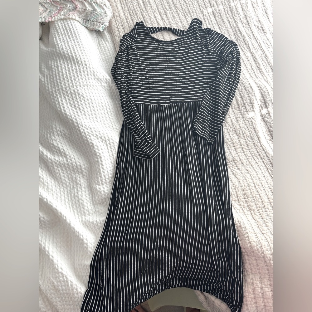 Roolee black and white stripe nursing dress